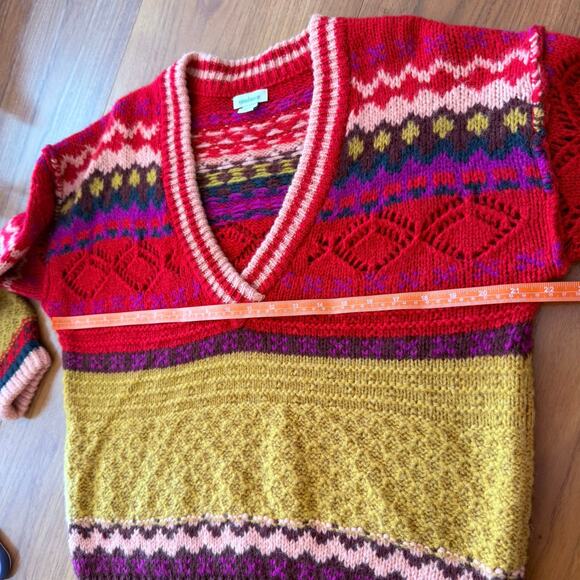 Sundance Sweater Size Small Senga Oversized V Neck Fair Isle - Picture 6 of 10